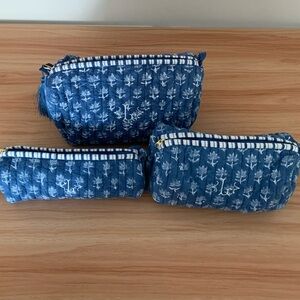 Mark & Graham Block Print Quilted Cosmetic Pouch - Monogrammed - Set of 3